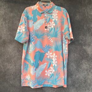 Bad Birdie Mens 2XL Tropical Golf Performance Preppy Polo Shirt Resortwear